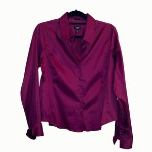Talbots Button Up Dress Shirt 14P Bold Red Grape Color